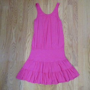 LUCY LOVE WOMEN'S SIZE M DRESS CORAL PINK SLEEVELESS KNIT DROP WAIST TIERED